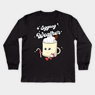 eggnog weather cute funny Christmas xmas Kids Long Sleeve T-Shirt